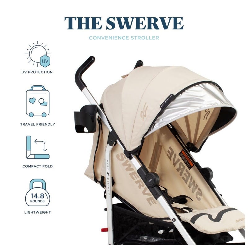 Baby Delight | Swerve Stroller | Lightweight | for Travel & Everyday | Multi-Position Recline | Compact Fold | Extra Storage | Tan - Image 3