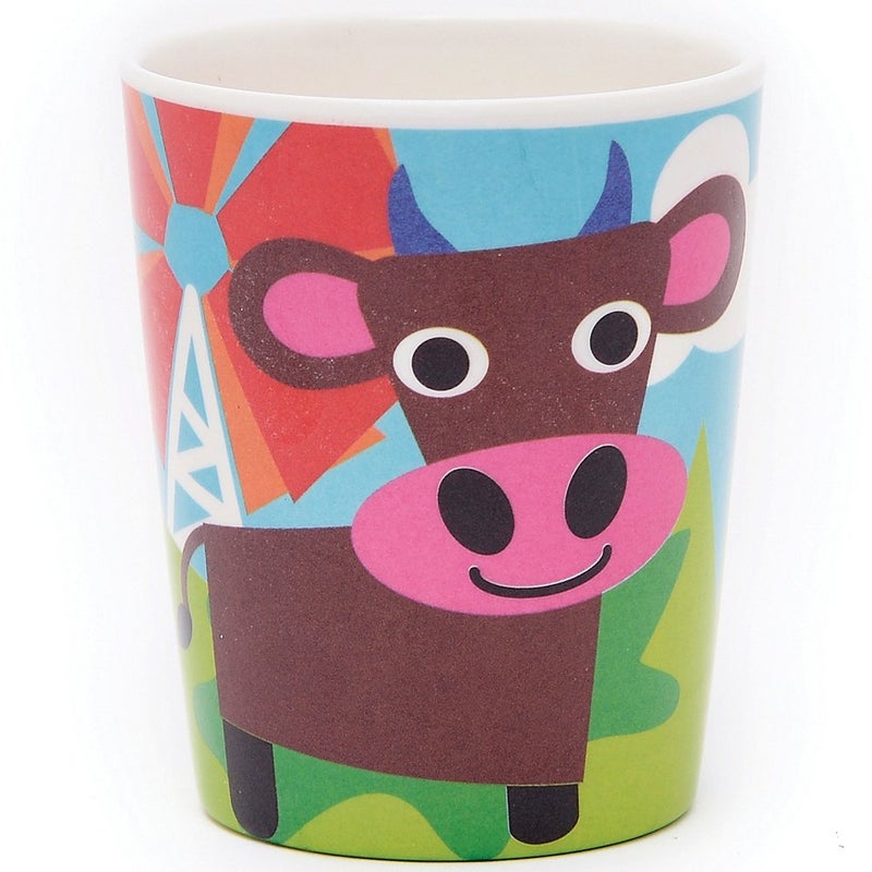 French Bull 4pc Toddler Kids Feeding Melamine Tableware Flatware BPA Free Dishwasher Safe, Durable Plate, Cup, Bowl, Divided Tray Dinnerware Set, Juice, Farm, 4pc juice cup set (74392) - Image 4