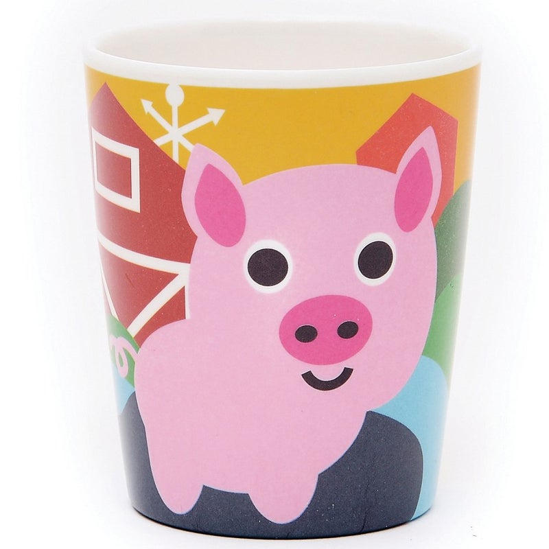 French Bull 4pc Toddler Kids Feeding Melamine Tableware Flatware BPA Free Dishwasher Safe, Durable Plate, Cup, Bowl, Divided Tray Dinnerware Set, Juice, Farm, 4pc juice cup set (74392) - Image 5