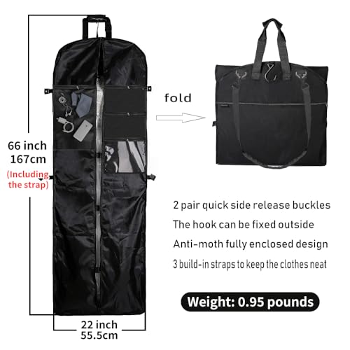 Magictodoor 66" Versatile Travelling bags Wedding Dress Travel Garment Bag Tri-Fold Gown Length w/Hanging Hook Extra Pocket - Image 2