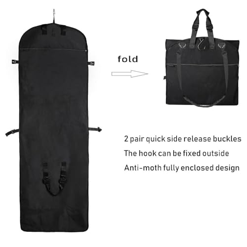 Magictodoor 66" Versatile Travelling bags Wedding Dress Travel Garment Bag Tri-Fold Gown Length w/Hanging Hook Extra Pocket - Image 3