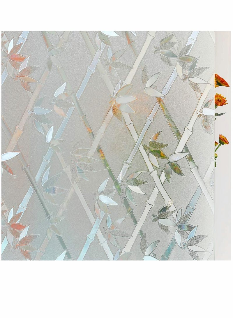 KASTWAVE أفلام النوافذ، أفلام النوافذ اللاصقة الثابتة من الخيزران، أفلام الزجاج الملون لخصوصية النوافذ، تظليل النوافذ مقاوم للأشعة فوق البنفسجية/تحكم في الحرارة/بدون لاصق لتزيين المنزل والمكتب، 17.5 إنش 78.7 إنش - Image 1