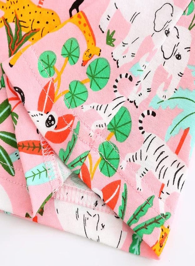 warmstraw Baby Toddler Girls Summer Dresses Short Sleeve Cartoon Casual Skirts Outfit Home Wear Dress Animal Zoo 6-7 Years - Image 4