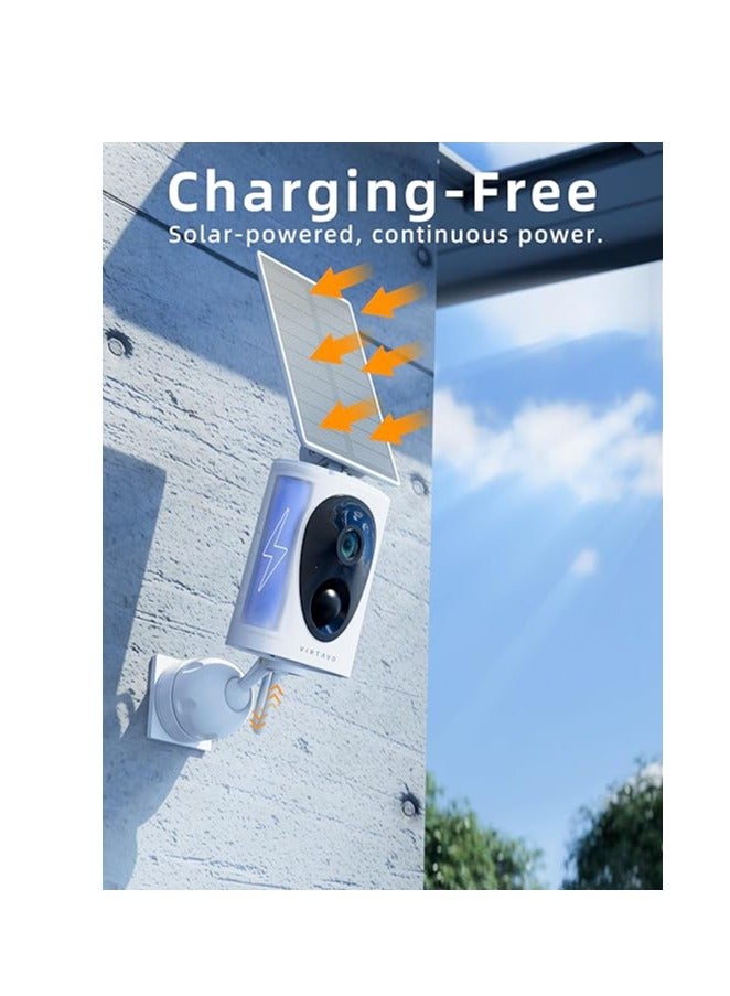 كاميرا مراقبة بدقة 2K تعمل بالطاقة الشمسية (SOLAR FLASK) – رؤية ليلية بالألوان، تنبيهات حركة PIR، وصول عن بُعد وضمان لمدة سنة - Image 2