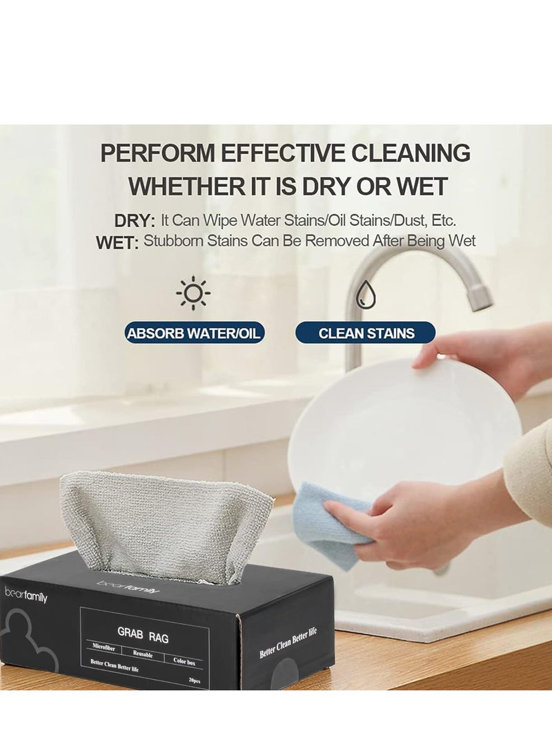 Bear Cleaning Cloth Glass Cleaning Towel  Kitchen Towel Cloth Reusable 20 Pcs/Box Grab Rag Strong Water and Oil Absorption Cleaning Rags Washable Cleaning Wipe for Cleaning Kitchen/Dish  1 piece - Image 2