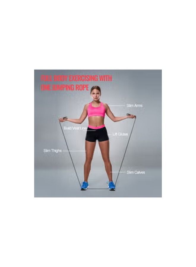 نديور حبل قفز قابل للتعديل سلك فولاذي حبل قفز للياقة البدنية وحبال قفز مع مقابض إسفنجية مضادة للانزلاق - أحمر - Image 3