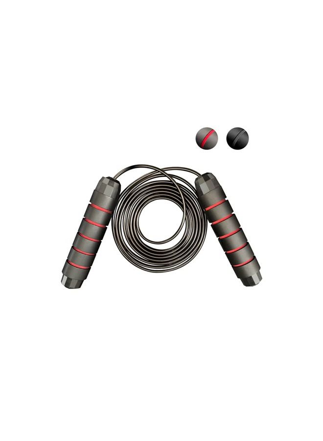 نديور حبل قفز قابل للتعديل سلك فولاذي حبل قفز للياقة البدنية وحبال قفز مع مقابض إسفنجية مضادة للانزلاق - أحمر - Image 1