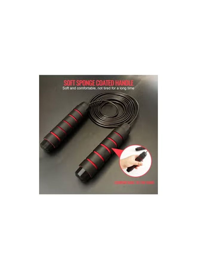 نديور حبل قفز قابل للتعديل سلك فولاذي حبل قفز للياقة البدنية وحبال قفز مع مقابض إسفنجية مضادة للانزلاق - أحمر - Image 2