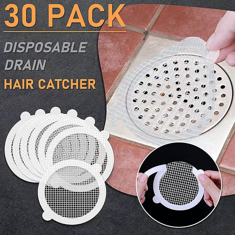 comfrt 10/30pcs Disposable Shower Drain Hair Catcher, Disposable Hair Catchers Mesh Stickers, Hair Catcher for Shower Drain Bathtub Bathroom Kitchen Anti-Blocking Filter - Image 2