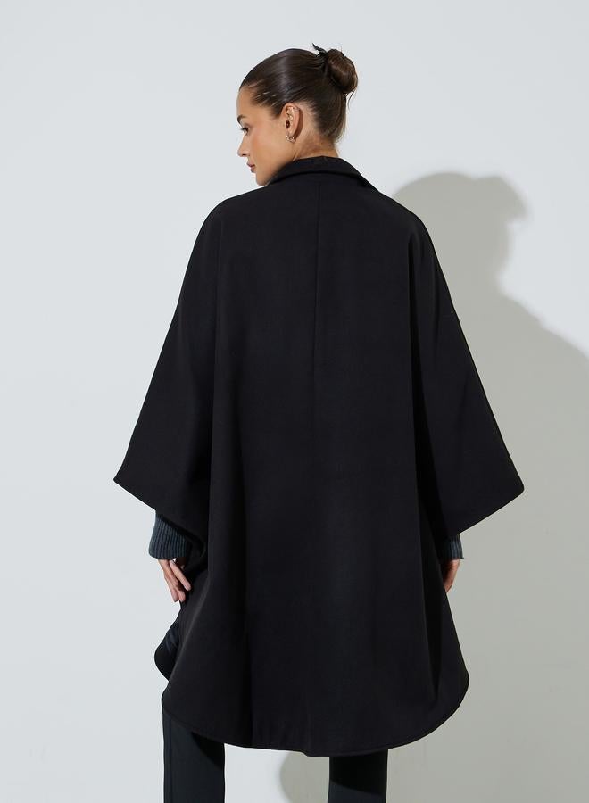 Styli Black Cape Fit Double Breasted Coat - Image 4