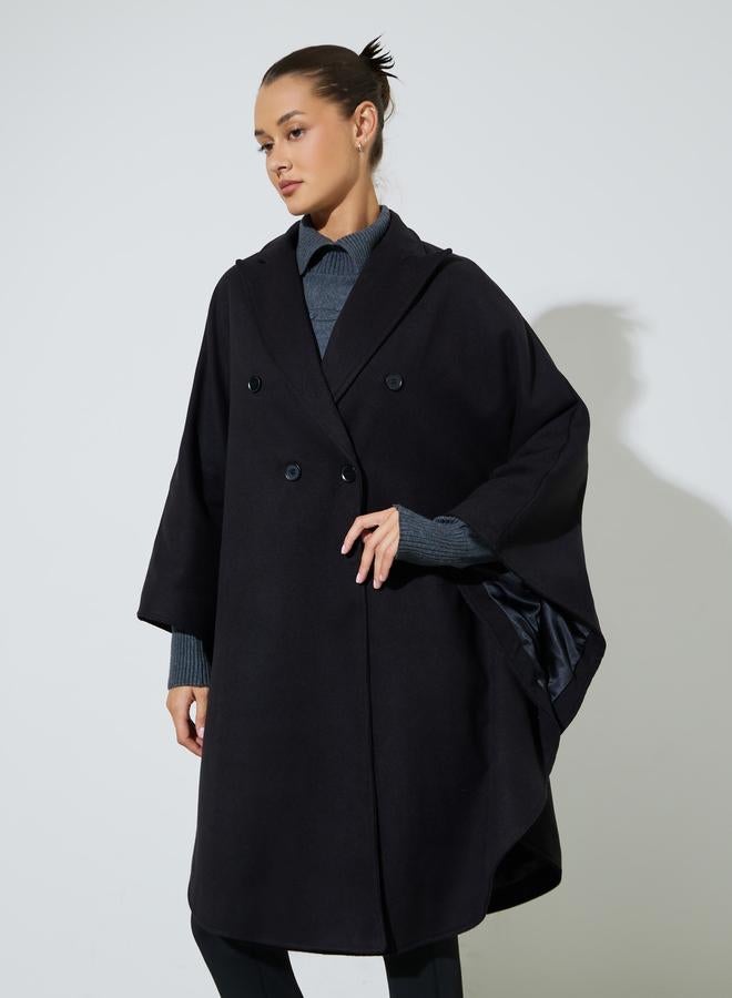 Styli Black Cape Fit Double Breasted Coat - Image 5