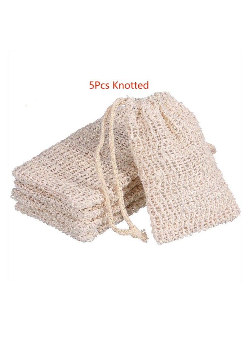 Generic 5 soap coasters,  rope soap bag with drawstring and wooden beads, soap coasters, knotted bath soap bag for lathering and drying, bathroom accessories  - Image 1