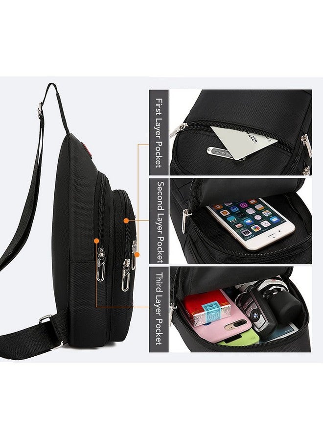 wolpin wolpin Waterproof Oxford cloth Messenger Bag Sling Bag for Men & Women Crossbody Small Shoulder Chest Anti Theft Travel Personal Pocket Bag Casual Backpack (Black) - Image 3