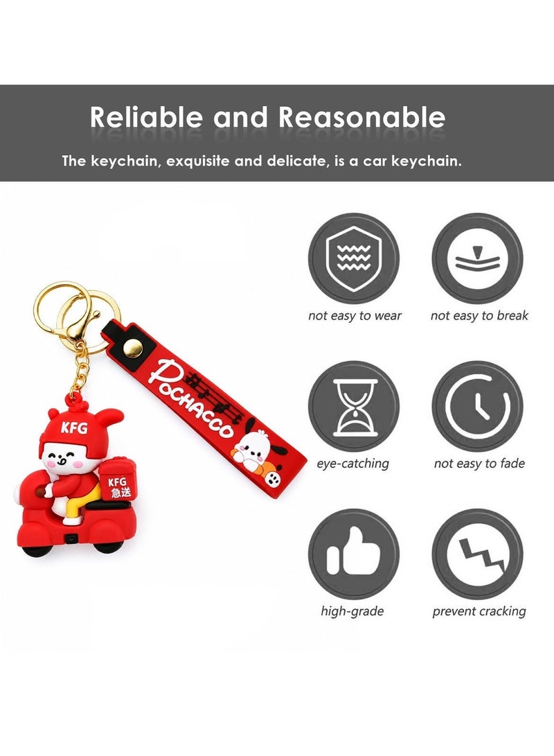 Pochacco Cartoon Scooter PVC Keychain with Silicone Wrist Strap, Cute Character Key Ring, Soft Rubber Bag Charm, Durable Metal Key Holder, Car Key Accessory, Backpack Pendant, Gift for Kids, Teens, Collectors and Everyday Use ERPC labubu - Image 5