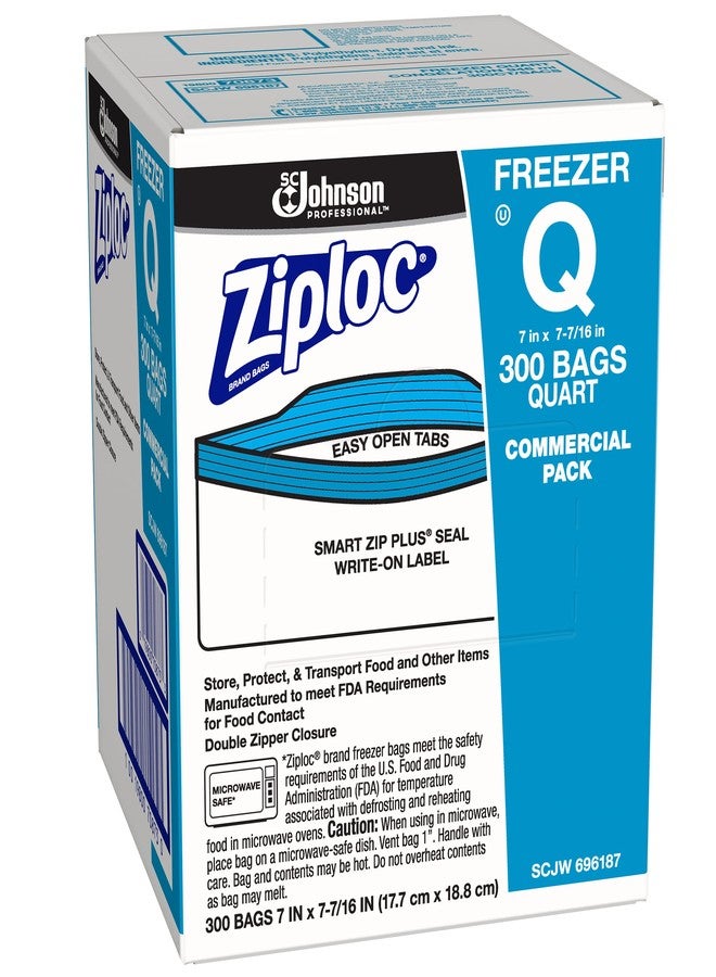 Ziploc 696187 Double Zipper Freezer Bags, 1Qt, 2.7Mil, 7 X 7 3/4, Clear W/Label, 300/Carton - Image 3