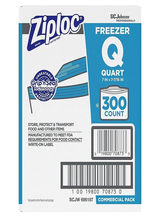 Ziploc 696187 Double Zipper Freezer Bags, 1Qt, 2.7Mil, 7 X 7 3/4, Clear W/Label, 300/Carton - Image 2