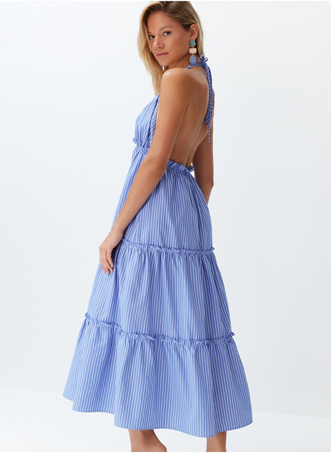 trendyol Striped Maxi Woven Ruffle Beach Dress TBESS24EL00091  - Image 5