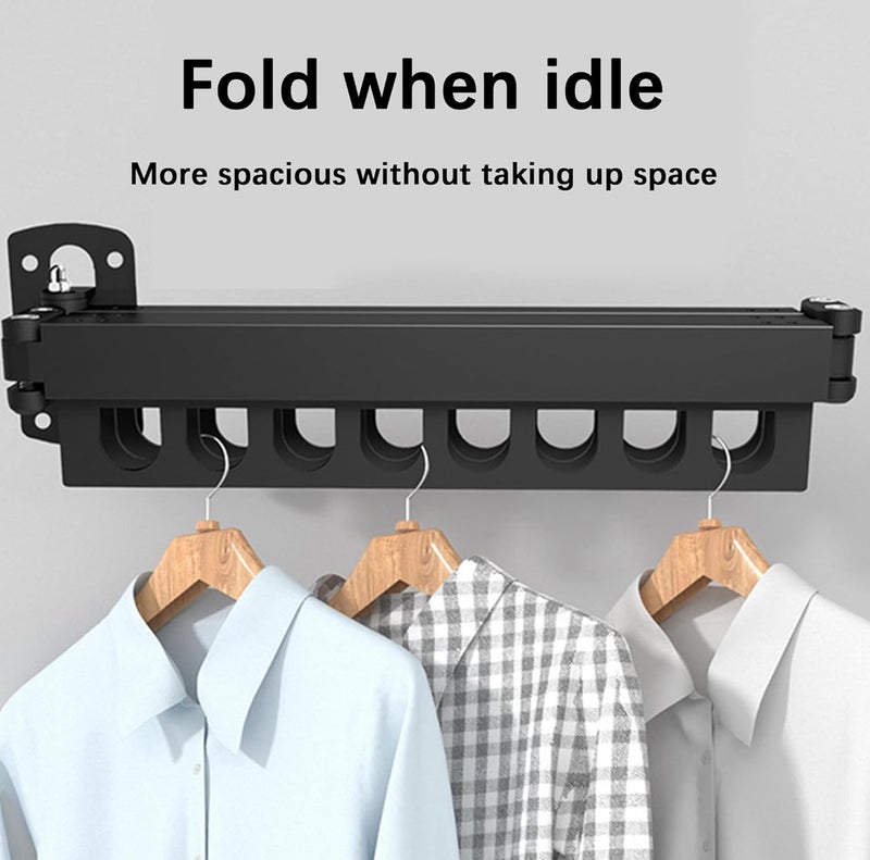 TGOPIT حامل ملابس قابل للطي TGOPIT داخلي قابل للسحب رف تجفيف الملابس موفر للمساحة خط غسيل منزلي مثبت على الحائط ورف ملابس حامل ملابس لتجفيف 2 طبقة - Image 2