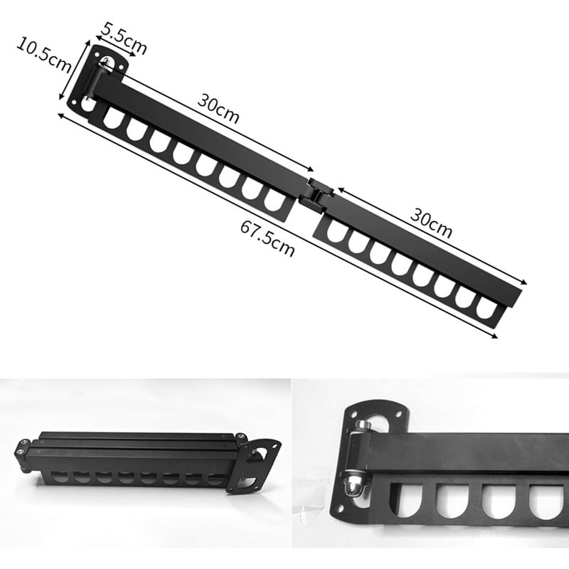 TGOPIT حامل ملابس قابل للطي TGOPIT داخلي قابل للسحب رف تجفيف الملابس موفر للمساحة خط غسيل منزلي مثبت على الحائط ورف ملابس حامل ملابس لتجفيف 2 طبقة - Image 4