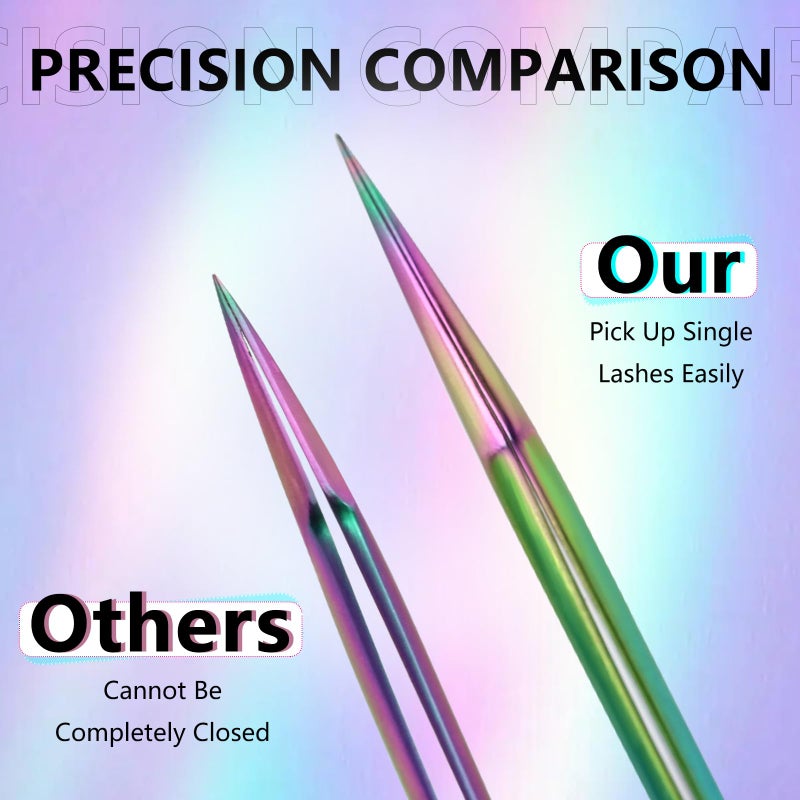 EMEDA 3PCS Lash Tweezers Set - High Precision Stainless Steel Tweezers for Eyelash Extensions, Straight and Curved Tweezers for Isolation Lash Extensions, Pointy Flat Tweezers for Volume Lashes - Image 3