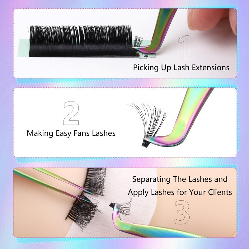 EMEDA 3PCS Lash Tweezers Set - High Precision Stainless Steel Tweezers for Eyelash Extensions, Straight and Curved Tweezers for Isolation Lash Extensions, Pointy Flat Tweezers for Volume Lashes - Image 5