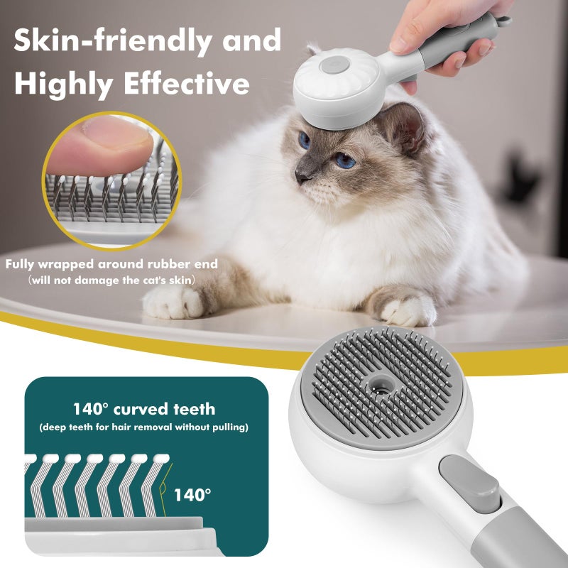 SLAVOL Dog Steam Brush with 2 Cleaning Modes, 3 In 1 Cat Steam Brush with Release Button and Tank, Anti-Static Cat Spray Comb for Effective Hair Removal, Rechargeable Steamy Dog Comb for Furry Pet - Image 4