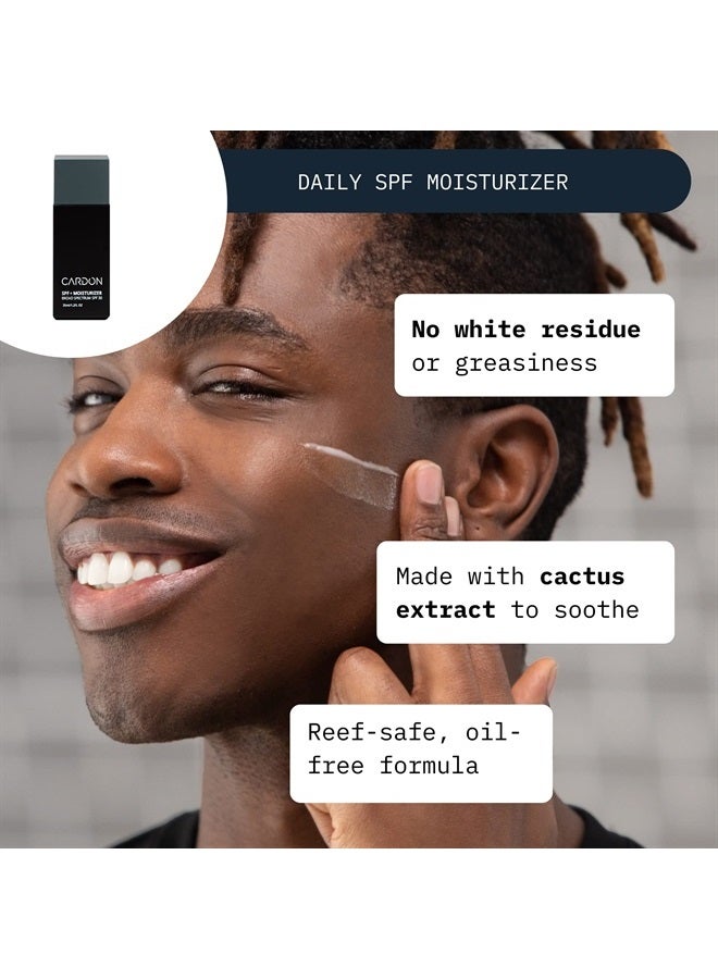 Cardon Cactus-Based Men's Skincare Set | Premium Korean Skincare for Sensitive Skin and Oily Skin | Water-based Face Moisturizer with SPF 30, Gentle Face Wash, Repairing Night Cream with Vitamin E - Image 2