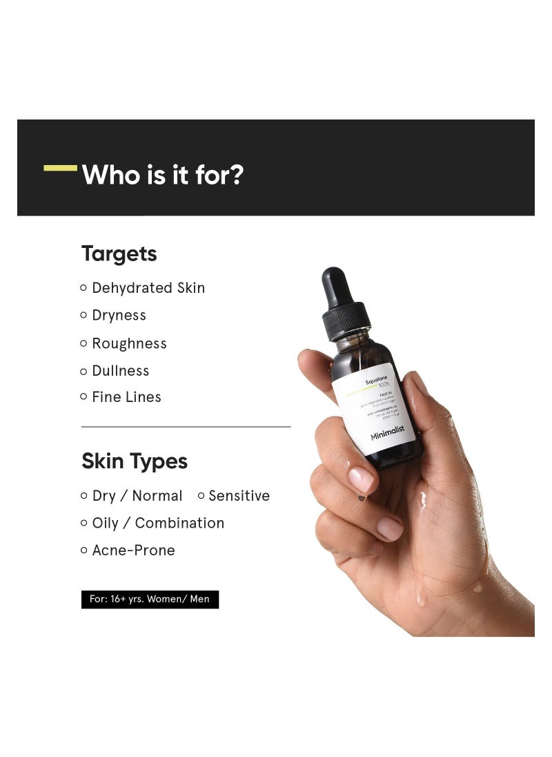 MINIMALIST Squalane 100% Plant Derived Super Lightweight Face Oil 30ml  - Image 3