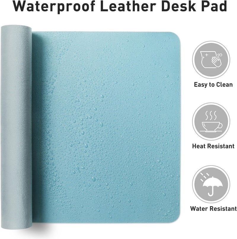 Aothia Desk Pad, PU Leather Office Mat, Mouse Pad, Non-Slip Desk Protection, Waterproof Desk Block for Office and Home (91 x 43 cm, Blue Topaz) - Image 3