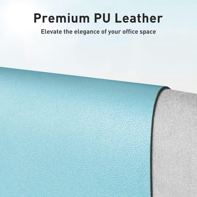 Aothia Desk Pad, PU Leather Office Mat, Mouse Pad, Non-Slip Desk Protection, Waterproof Desk Block for Office and Home (91 x 43 cm, Blue Topaz) - Image 2
