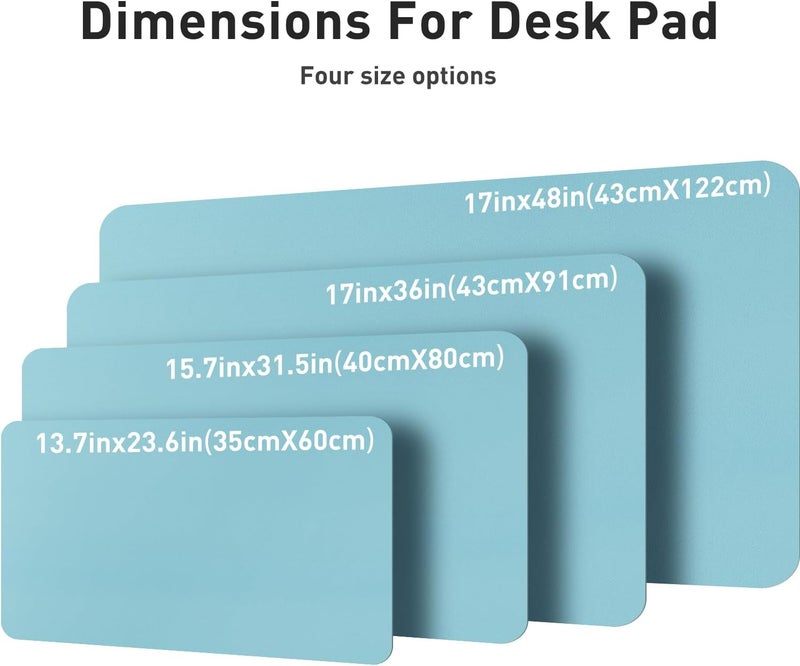 Aothia Desk Pad, PU Leather Office Mat, Mouse Pad, Non-Slip Desk Protection, Waterproof Desk Block for Office and Home (91 x 43 cm, Blue Topaz) - Image 4