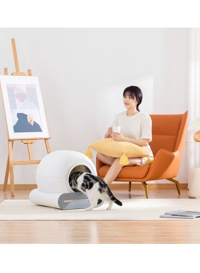 فاشون هوم صندوق قمامة ذكي للقطط ذاتي التنظيف، مرحاض أوتوماتيكي للقطط مع إزالة الروائح، التحكم عبر التطبيق، صندوق قمامة هادئ للغاية ومزيل للروائح للحيوانات الأليفة للقطط المتعددة، روبوت قمامة ذكي بسعة كبيرة مع أجهزة استشعار أمان، فصل النفايات تلقائيًا وتصميم سهل التنظيف 48 × 51.6 × 50.5 سم. - Image 4