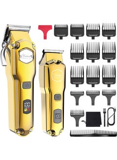 Hatteker Hatteker Hair Clipper  Trimmer Set for Men IPX7 Waterproof Cordless Barber Clipper for Hair Cutting Kit with TBlade Trimmer Beard Trimmer Kids Clipper Professional USB Rechargeable Gold 