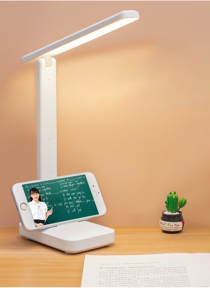 LOOPITYS 3 Color Modes,Stepless Dimming，LED Desk Lamp, Table Lamp For Computer/Desktop, Rechargeable, Eye-Caring, Touch Control With USB Charging Port-Bedside Table Lamp for Reading, Study Lamp for Kids, Home, Office White  - Image 1