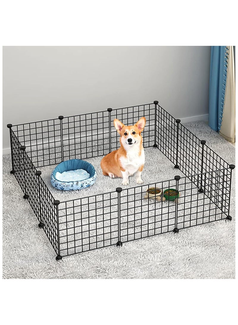 BJM Pet Playpen Dog Cats Exercise 12 Panels Large Puppy Fence Crate Kennel Dog House Playground Portable DIY Cage Yard Barrier with Gate for Dog Rabbit Cat Outdoor Indoor - Image 1