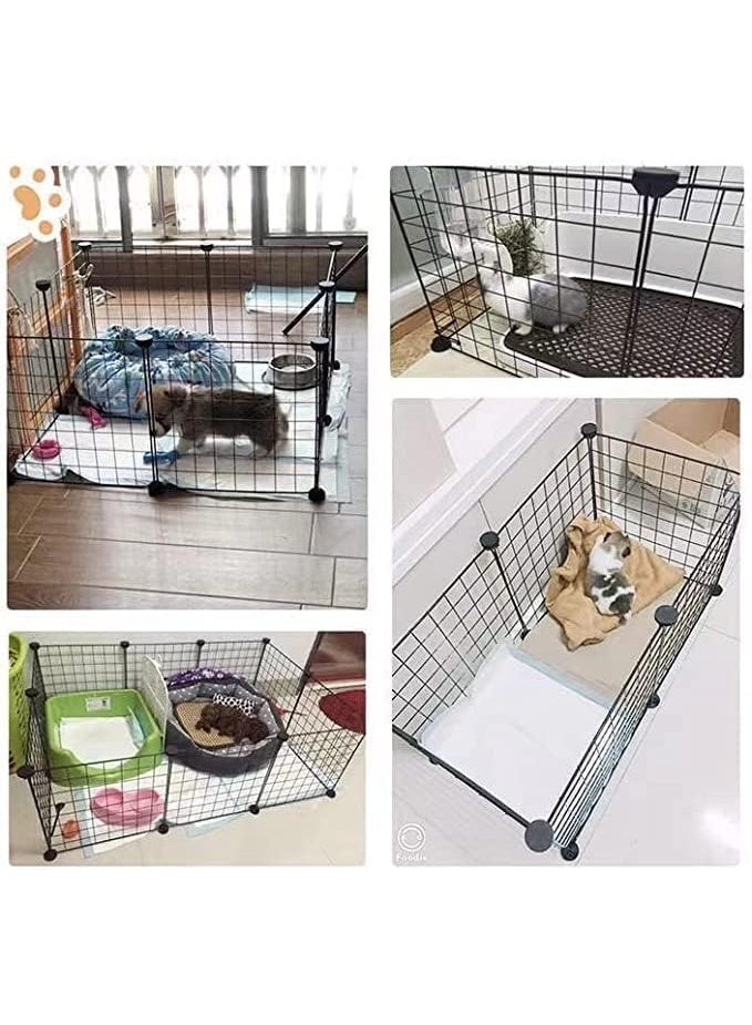 BJM Pet Playpen Dog Cats Exercise 12 Panels Large Puppy Fence Crate Kennel Dog House Playground Portable DIY Cage Yard Barrier with Gate for Dog Rabbit Cat Outdoor Indoor - Image 2