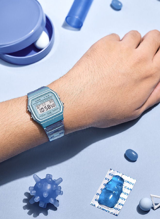 CASIO ساعة يد رقمية من الراتنج للنساء F-91WS-2DF باللون الأزرق - Image 2