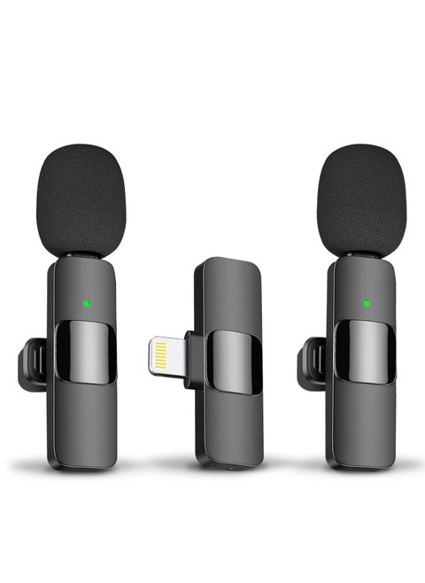 ميكروفونات Lavalier لاسلكية بمشبك احترافي على طية صدر السترة لهاتف iPhone iPad، ميكروفون تسجيل مكثف متعدد الاتجاهات لاسلكي للمقابلة، فيديو بودكاست، مدونة فيديو، YouTube