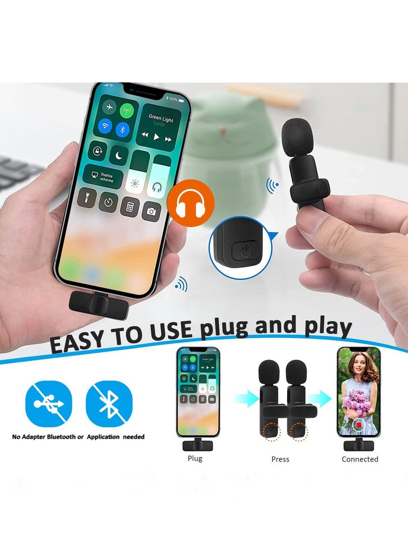 بورتوني ميكروفونات Lavalier لاسلكية بمشبك احترافي على طية صدر السترة لهاتف iPhone iPad، ميكروفون تسجيل مكثف متعدد الاتجاهات لاسلكي للمقابلة، فيديو بودكاست، مدونة فيديو، YouTube  - Image 4