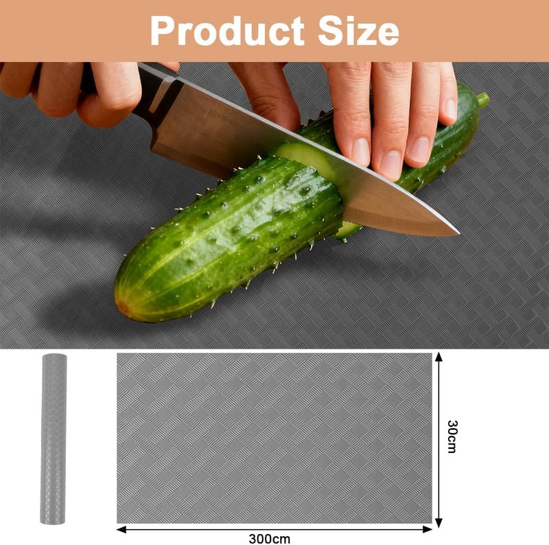 hotut Shelf Liners,Waterproof Shelf Liner,Kitchen Drawer Liner Drawer Mats,Oil-Proof,Anti-Slip Non-Adhesive,Plastic EVA Material BPA Free,Cupboard Cabinet shelf protector (Grey/30cm x 300cm) - Image 2