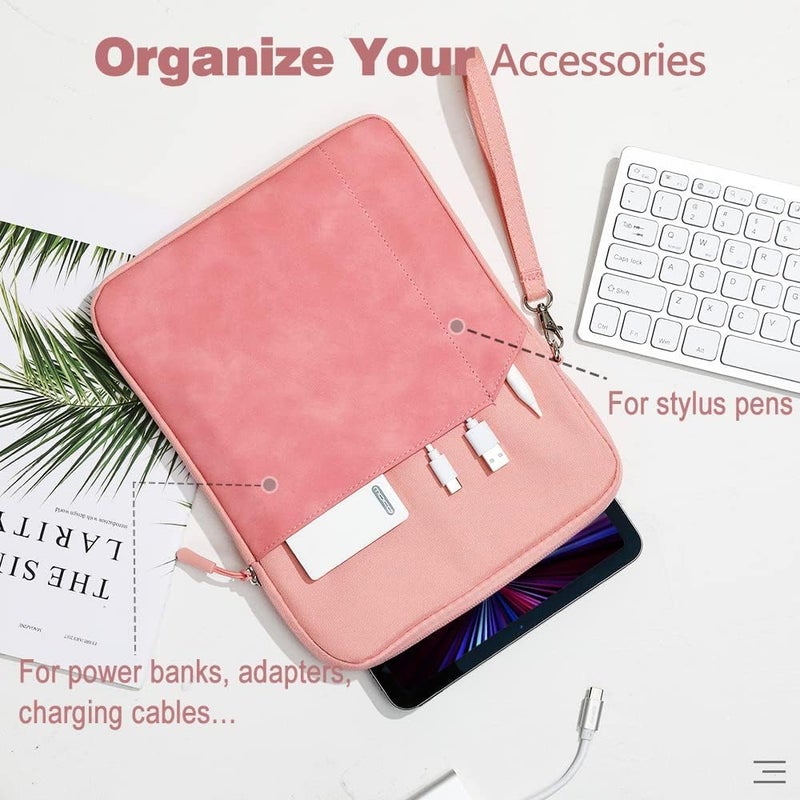 Excefore 9-11 Inch Tablet Sleeve Bag Carrying Case For Ipad Pro 11 2021-2018, Ipad Air 5/4 10.9, Ipad 10.2, Galaxy Tab A8 10.5/Tab S8 11", Surface Go 2/1, Protective Bag With Pocket, Pink - Image 3