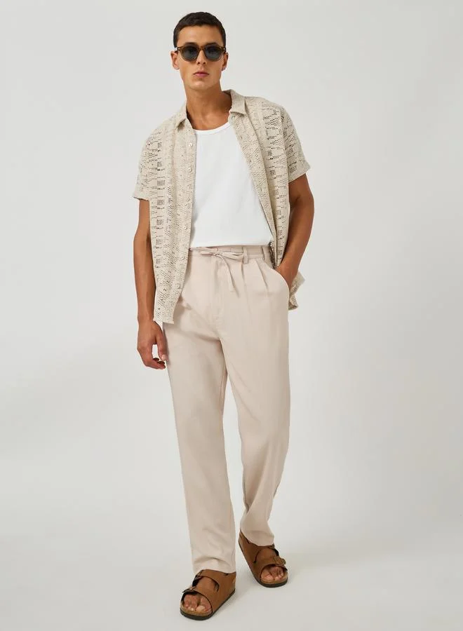 Styli Styli Textured Pleated Tapered Fit Trousers