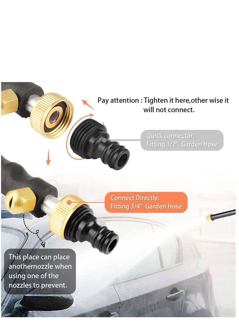 Excefore - High Pressure Power Washer for Garden Hose, Portable Washing Wand Water Gun with 3 Hose Nozzle Black for Car Washing, Outdoor Window and Garden Hose - Image 1