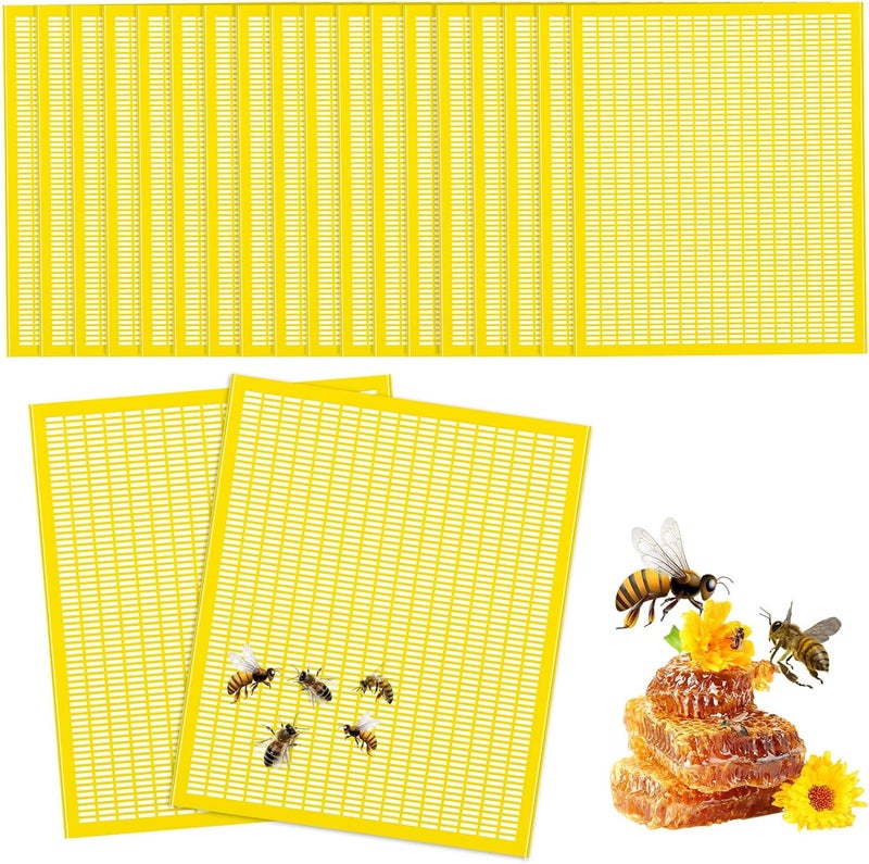 Rtteri Rtteri 20 Packs 10 Frame Plastic Queen Excluder Beekeeping Queen Excluders Bee Supply Queen Excluder Fits 10 Frame Langstroth Beehives Beekeeping Supplies Kit Tools for All Beekeeping Levels Yellow - Image 1