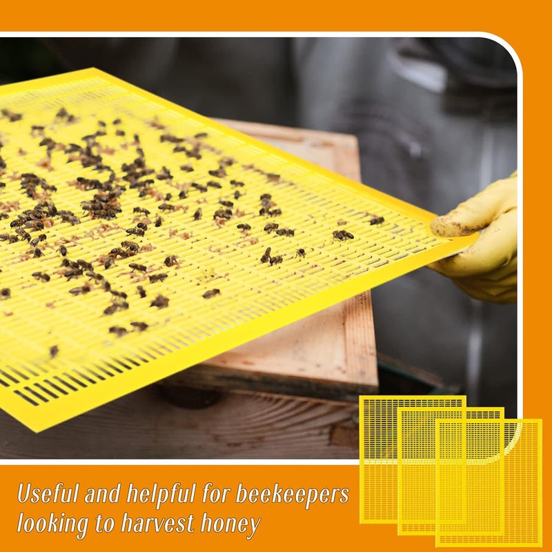 Rtteri Rtteri 20 Packs 10 Frame Plastic Queen Excluder Beekeeping Queen Excluders Bee Supply Queen Excluder Fits 10 Frame Langstroth Beehives Beekeeping Supplies Kit Tools for All Beekeeping Levels Yellow - Image 4