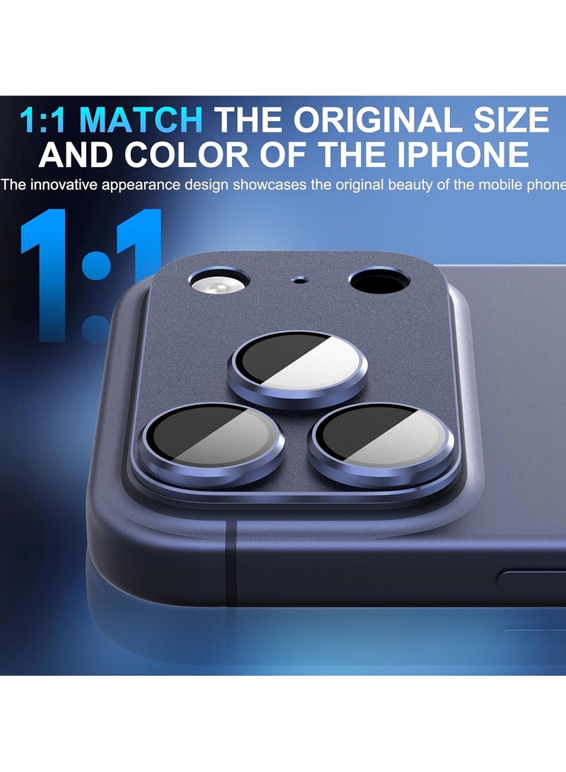 O Ozone Camera Lens Protector for iPhone 17 Pro Max [All-in-one Frosted] [Strong-Adhesion] Metal Frame 9H Tempered Glass Camera Lens Cove Full Coverage -Blue - Image 3