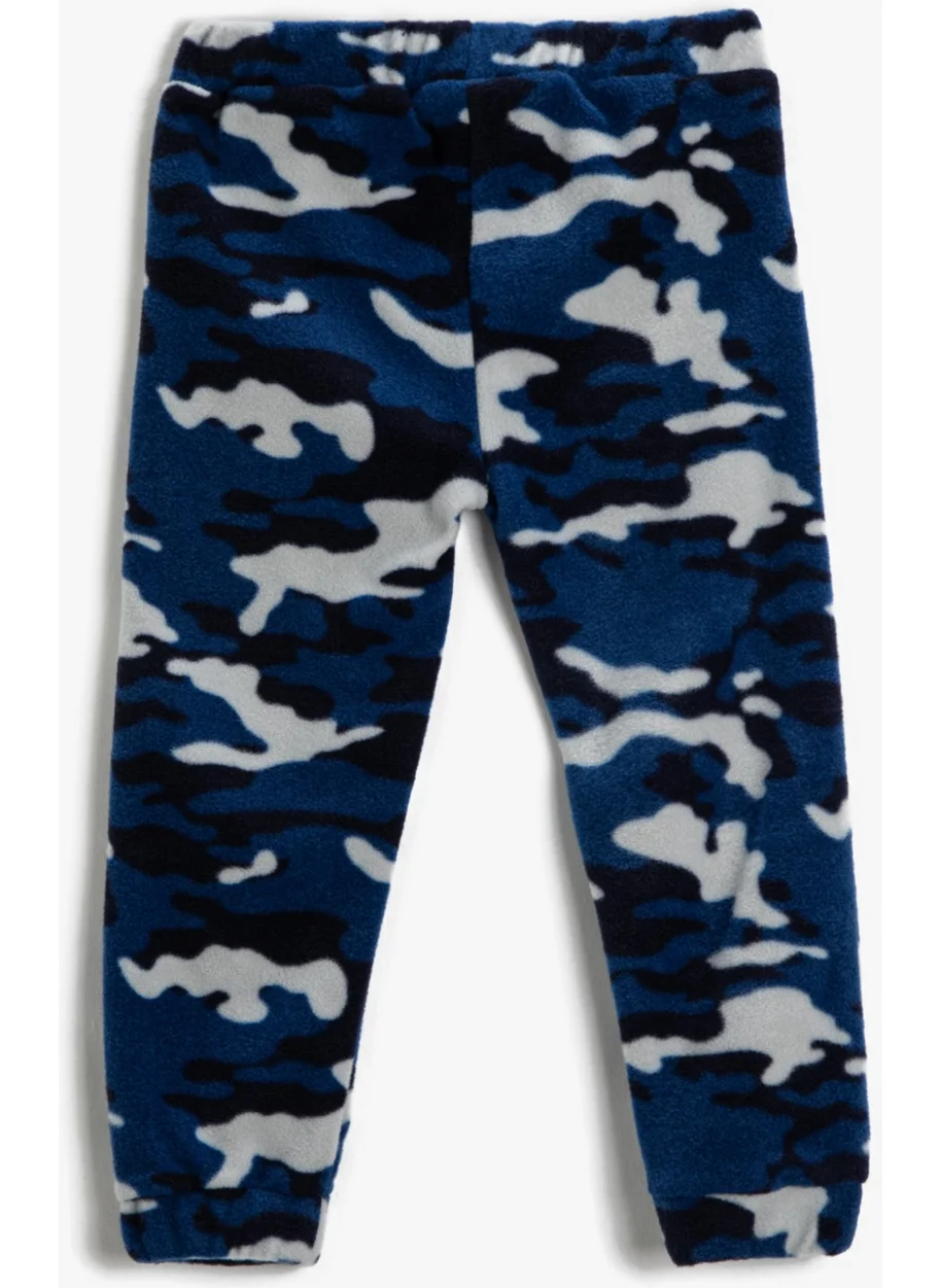 كوتون Plush Sweatpants with Camouflage Pattern