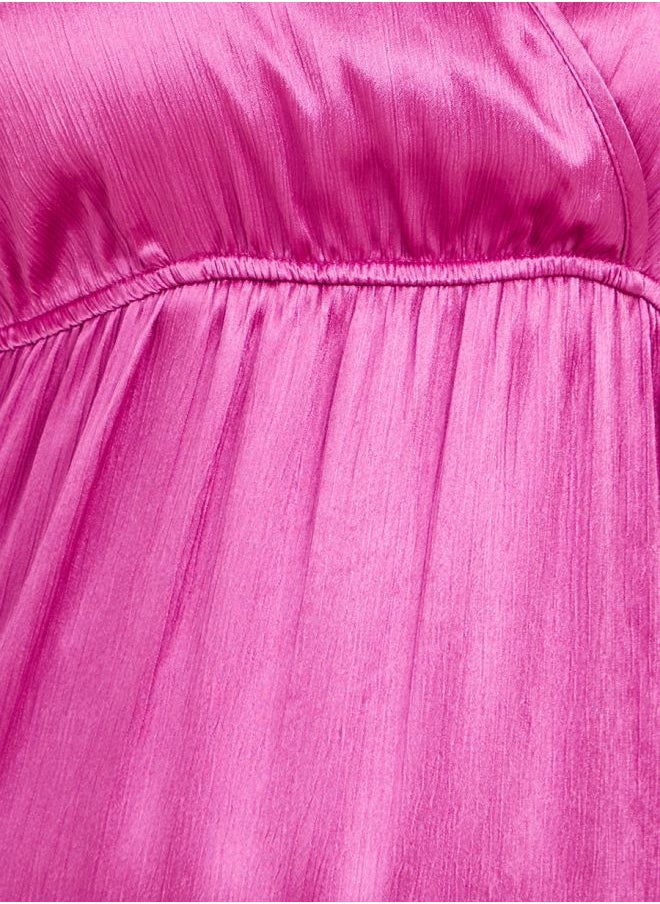 Styli - V Neck Satin Midi Dresses - Image 1