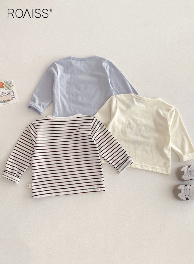 roaiss 3PCS Boys Long Sleeve T Shirts Set, Soft Comfortable Tops with Cartoon Pattern, Casual Round Neck T-Shirts for Toddler Boys, Suitable for All Occasions - Image 3