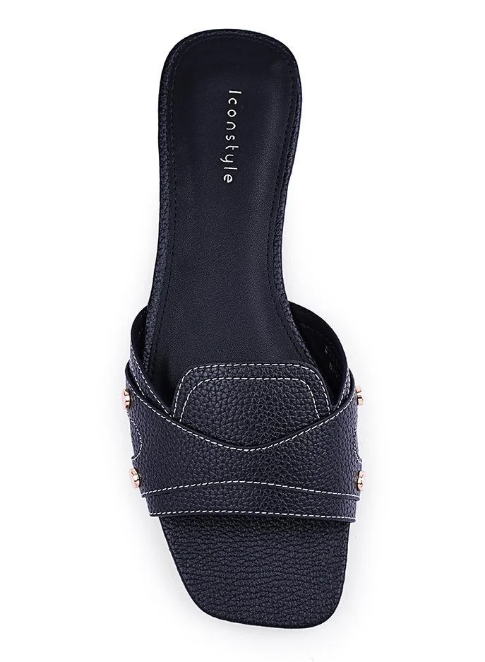 IconStyle Croc-Embossed Flat Mules